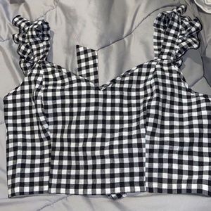 cropped gingham print shirt